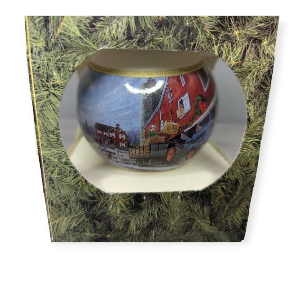 Vintage 1993 Signatures of Christmas New Holland Tractor Globe Ornament